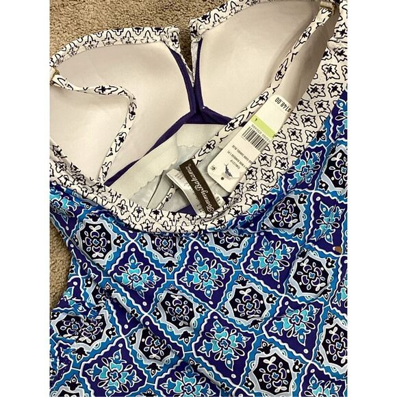 New. Tommy Bahama V-Wire blue tile swimsuit. Size 4. Retails $148 - Picture 11 of 11
